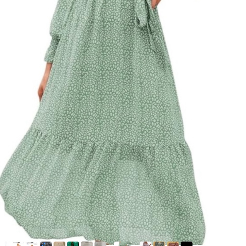 2 dress bundle! Light Green Print & burgundy print dress. - Picture 3 of 7